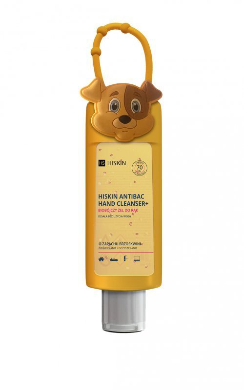 HISKIN Antibac Hand Cleanser+ Biobójczy Żel do rąk o zapachu brzoskwini - piesek (butelka 75ml+etui)