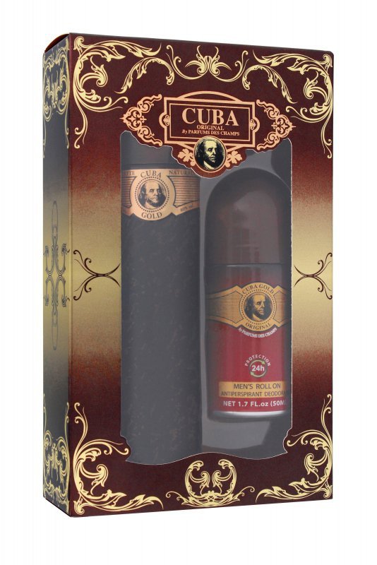 CUBA Zestaw prezentowy dla mężczyzn Gold (Woda toaletowa spray 100 ml + Dezodorant roll-on 50 ml)