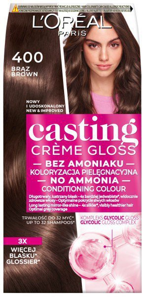 LOREAL Casting Creme Gloss Krem koloryzujący nr 400 Brąz