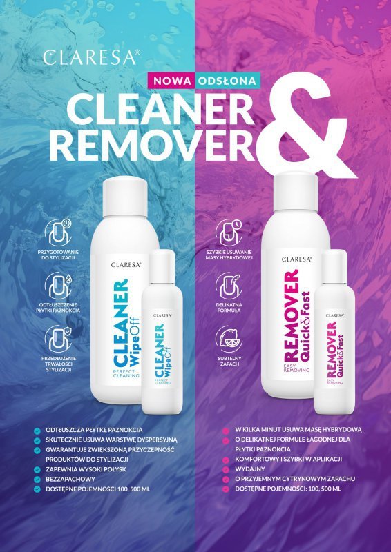 CLARESA Cleaner wipe off Odtłuszczacz do paznokci 100 ml