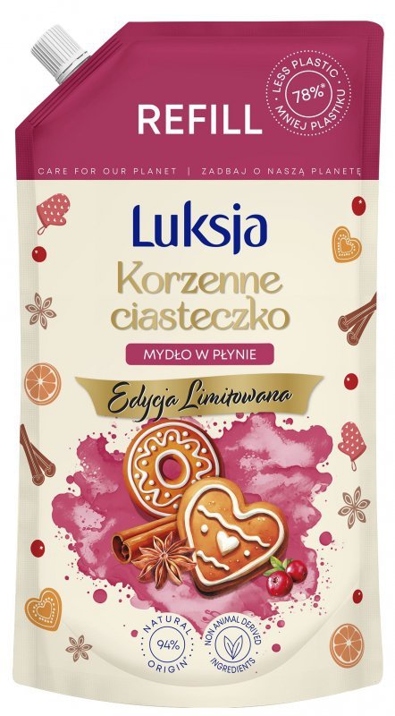 LUKSJA Mydło w płynie Korzenne Ciasteczko - zapas 900 ml