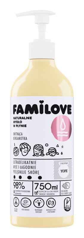 YOPE Familove Naturalne Mydło w płynie - Kwitnąca Bergamotka 750 ml