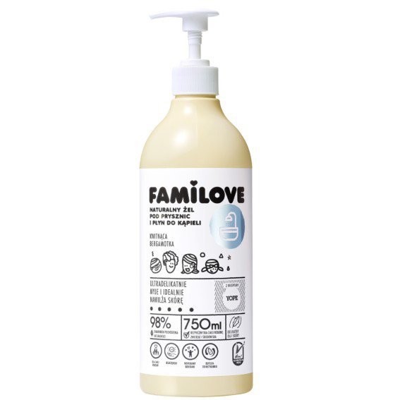 YOPE Familove Naturalny Żel pod prysznic i płyn do kąpieli - Kwitnąca Bergamotka 750 ml