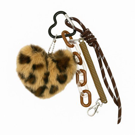 ECARLA Brelok do kluczy - Serce puchate pluszowe Panterka BRL382