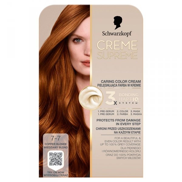 SCHWARZKOPF Creme Supreme Farba do włosów odcień 7-7 Copper Dark Blonde