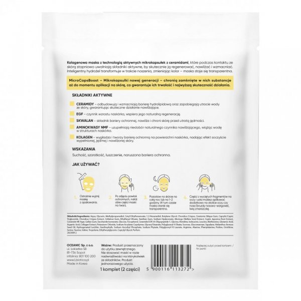 L`BIOTICA Transformująca Hydrożelowa Maska kolagenowa z ceramidami w mikrokapsułkach - regeneracja i nawilżenie