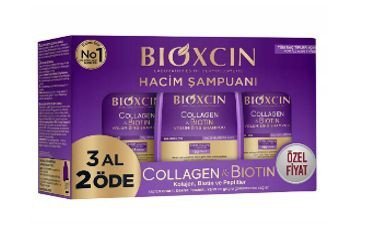 BIOXCIN Collagen&Biotin Zestaw szamponów do włosów cienkich i przerzedzających się 3 x 300 ml