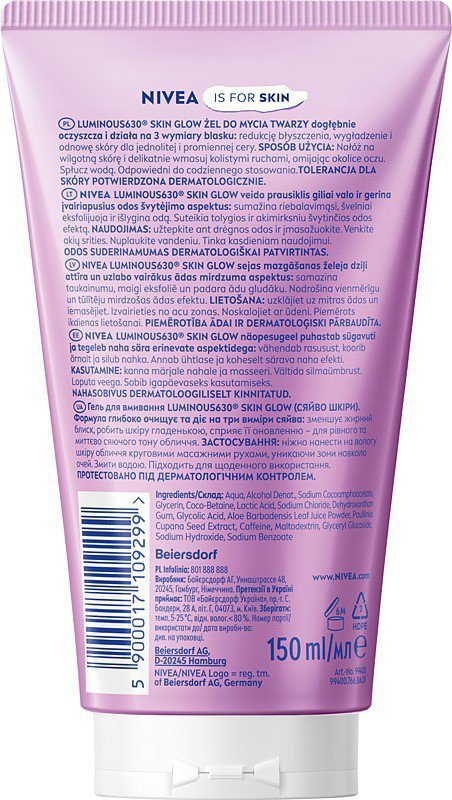 NIVEA Luminous Skin Glow Żel do mycia twarzy z aloesem i guaraną 150 ml