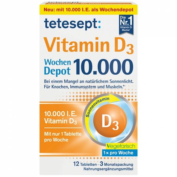 Tetesept Witamina D3 10.000 I.E. Wochen-Depot, 12 tabletek