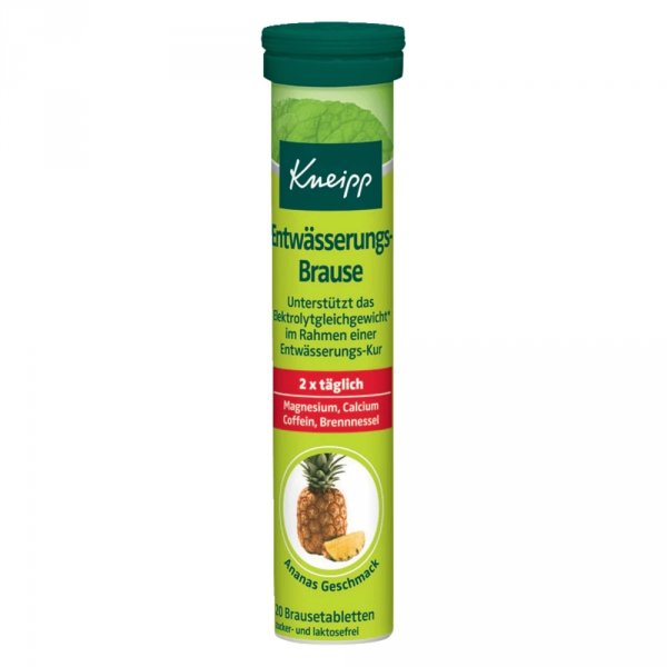 Drenujące Tabletki Musujące o Owocowym Smaku Ananasa, Kneipp, 20 sztuk