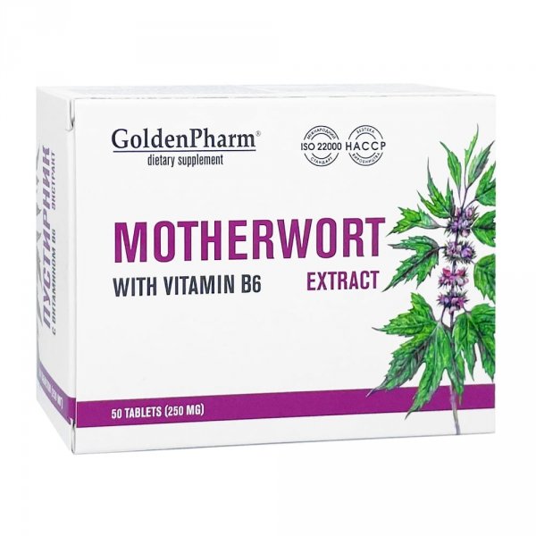 Ekstrakt z Serdecznika z witaminą B6, Golden pharm, 50 tabletek