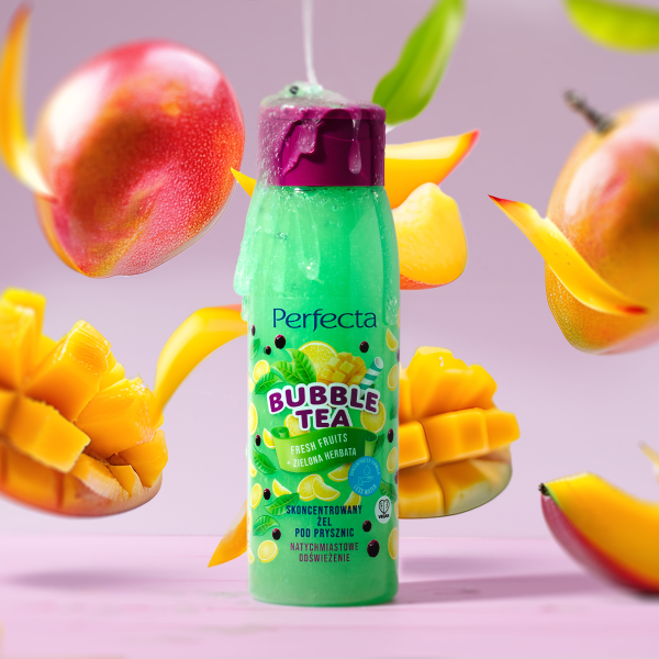 PERFECTA Bubble Tea Skoncentrowany żel pod prysznic Fresh Fruits + Zielona Herbata 400 ml
