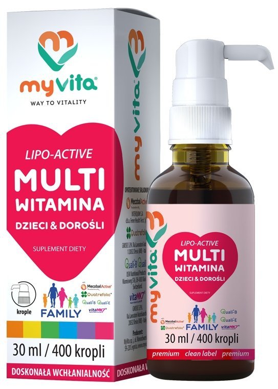 Multiwitamina FAMILY Dzieci i Dorośli, Krople, MyVita, 30ml