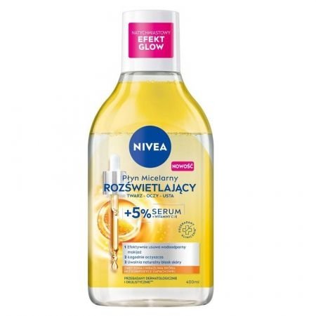 NIVEA Płyn micelarny rozświetlający twarz-oczy-usta + 5% serum 400 ml