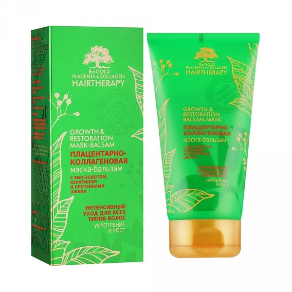 Maseczka na Wzmocnienie i Wzrost Włosów z Kolagenem i Biozłotem Biogold, 150 ml