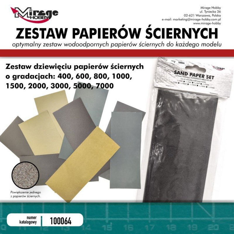 MIRAGE 100064 SAND PAPER (9 pcs: 400; 600; 800; 1000; 1500; 2000; 3000; 5000; 7000;)