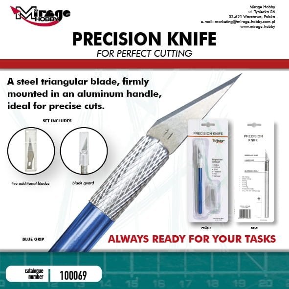 MIRAGE 100069 Precision Knife +  5 blades (BLUE)