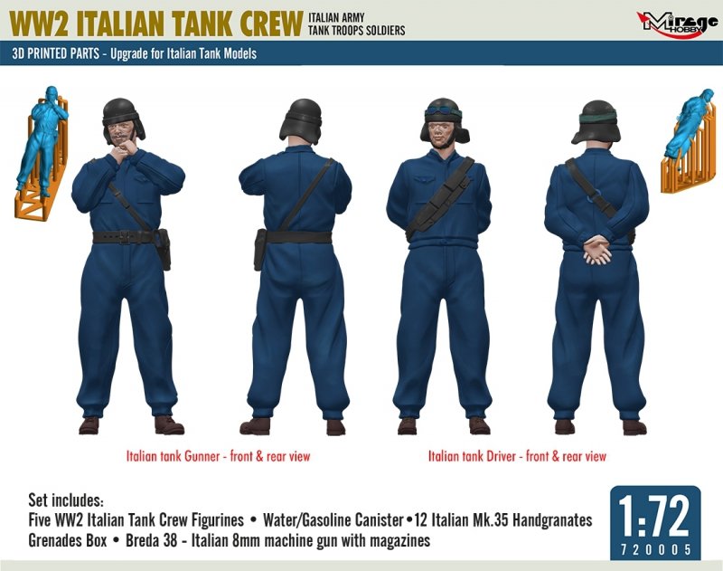 MIRAGE 720005 1:72 WW2 Italian Tank Crew 