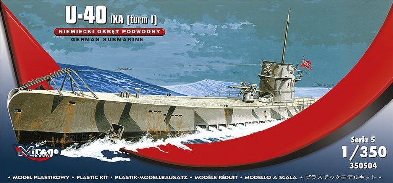 Mirage 350504 1/350 U-40 IXA [turm I] Niemiecki Okręt Podwodny