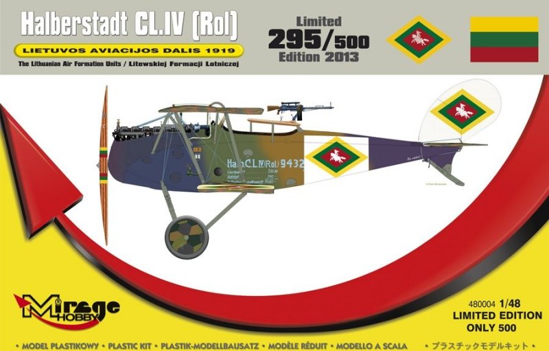 Mirage 480004 1/48 Halberstadt CL.IV (Rol) LIETUVOS AVIACIJOS DALIS 1919Litewskiej Formacji Lotniczej (Seria Limitowana)