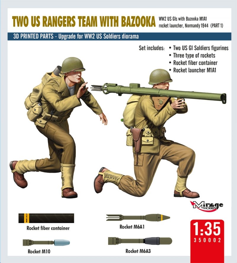 MIRAGE 350002 1:35 TWO US RANGERS TEAM WITH BAZOOKA