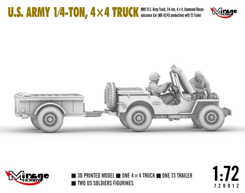 MIRAGE 720012 1:72 U.S. ARMY 1/4‑TON, 4×4 TRUCK 
