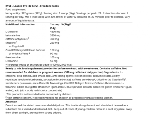 RYSE Loaded Pre V2 390g