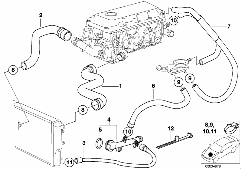 WĄŻ WODNY PRZEWÓD RURA CHŁODNICY BMW Z3 M43 B19  1,9 1716644
