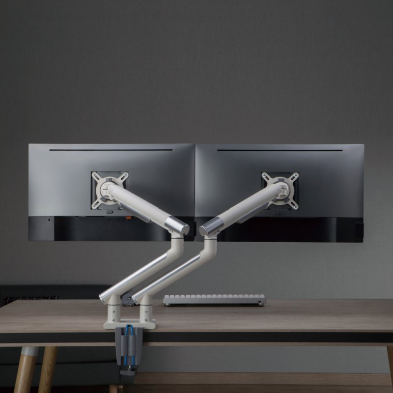 UCHWYT BIURKOWY GAZOWY DO 2 MONITORÓW LED/LCD 17-32&quot; L-20GD ART 2-9kg 2xUSB 3.0 PREMIUM ALU