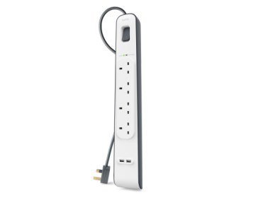 Listwa zasilająca Belkin Power Surge 4-PORT + 2xUSB-A 2m Grey/White Schuko