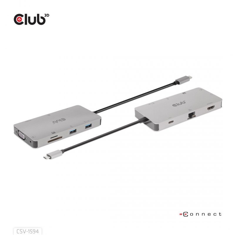 CLUB3D CSV-1594 stacja dokująca USB 3.2 Gen 1 (3.1 Gen 1) Type-C Czarny, Szary