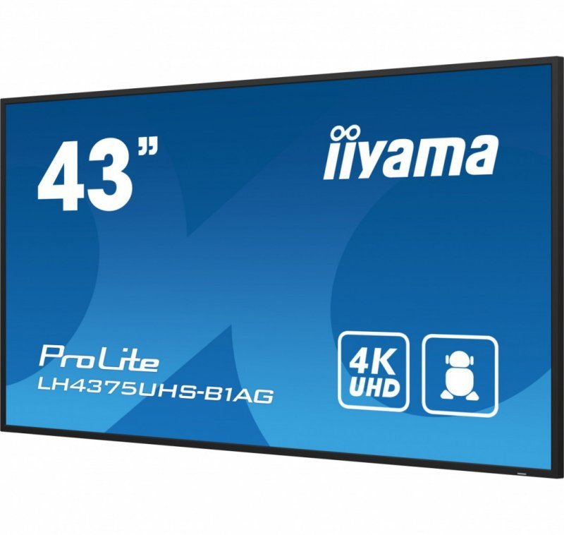 IIYAMA Monitor 42.5 cala ProLite LH4375UHS-B1AG, 24/7,IPS,ANDROID.11,4K,500cd/m2,WiFi,3xHDMI,DP,Daisy/Chain,2xUSB,2x10W,RJ45,iiS