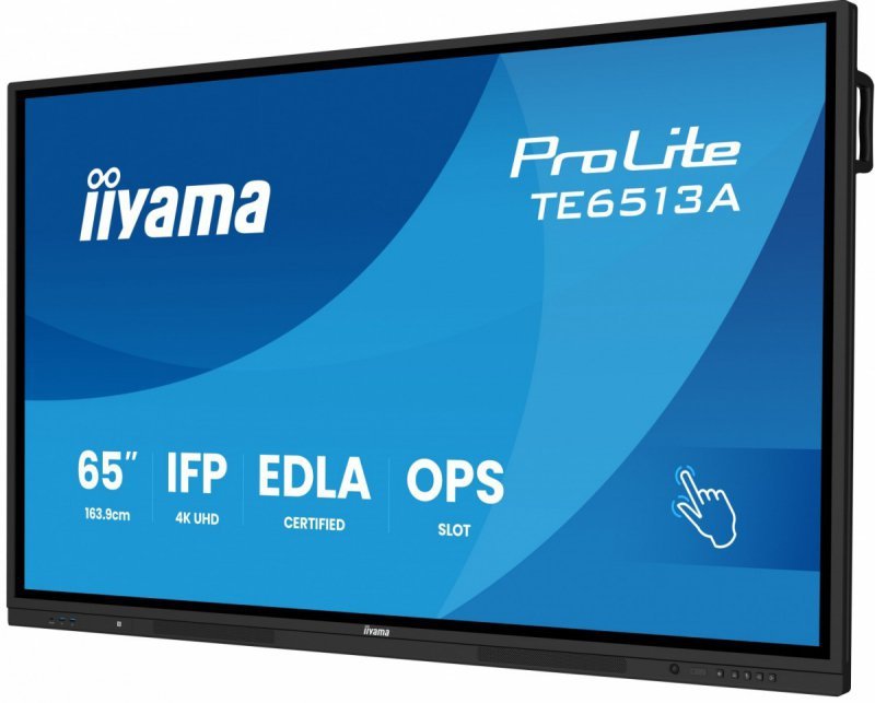 IIYAMA Monitor 65 cali TE6513A-B1AG INFRARED,40pkt,IPS,4K,7H,450cd/m2,      WiFi,USB, ANDROID 14, Google EDLA,2x20W, UCHWYT CIEN