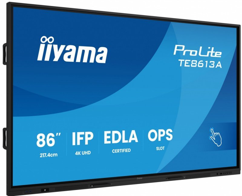 IIYAMA Monitor 86 cali TE8613A-B1AG INFRARED,40pkt,IPS,4K,7H,450cd/m2,      WiFi,USB, ANDROID 14, Google EDLA,2x20W, UCHWYT CIEN