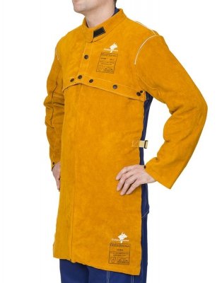 WELDAS-Golden Brown™ skórzany fartuch spawalniczy z dwoiny bydlęcej dopinany do bolerka 44-2836