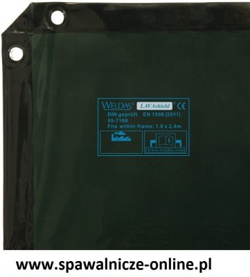 WELDAS-Ekran spawalniczy jednoczęściowy z regulacją COMBOframe 2,4x1,8 m (szer.x wys.) (55-8668, 55-7168) ciemna zieleń