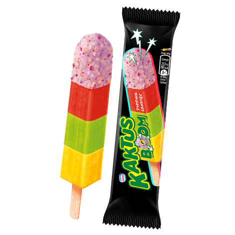 9155 Lody Kaktus BOOM fioletowa polewa na patyku 60x46ml Nowość !!!!!