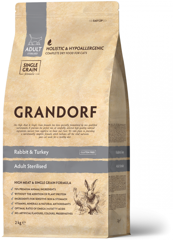 Grandorf Adult Cat Sterilised - Rabbit &amp; Turkey 2kg.