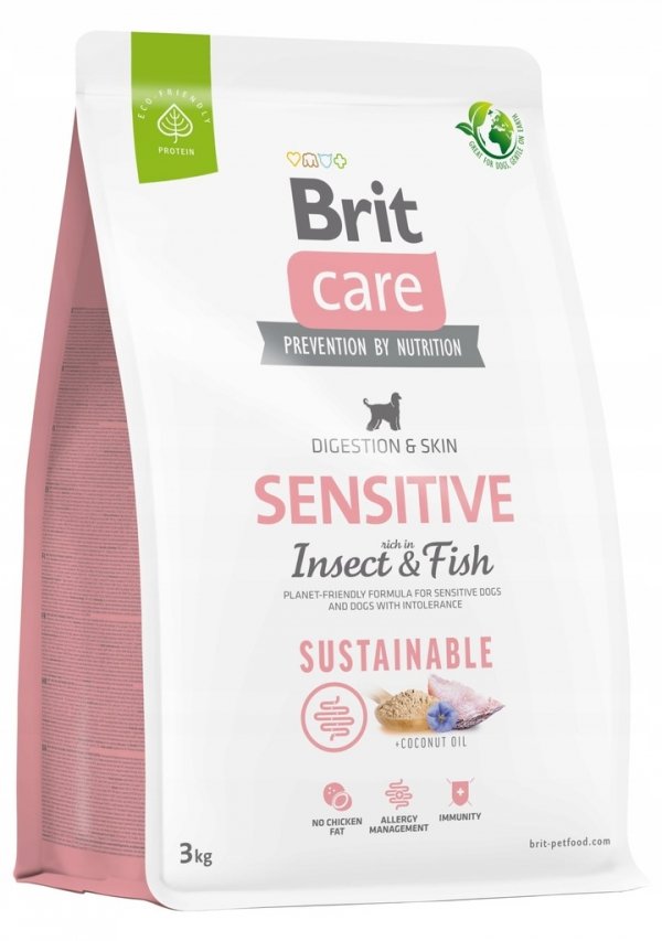 opakowanie suchej karmy Brit Care Sustainable Sensitive Insect &amp; Fish 3kg