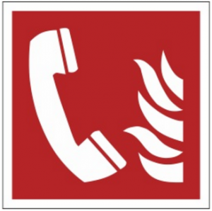 Znak telefon alarmowania pożarowego F06 (FF) 150x150