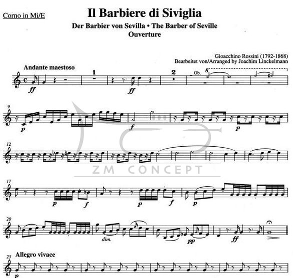 Rossini, Gioacchino Il barbiere de Siviglia : Ouvertüre na kwintet dęty drewniany