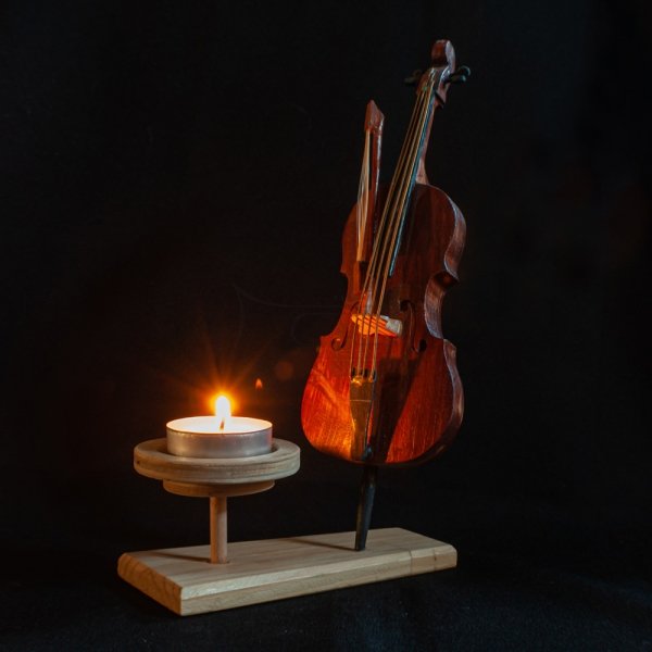 ZM CONCEPT świecznik dekoracyjny z instrumentem - WIOLONCZELA, produkcja ręczna