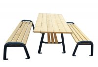 Zestaw, meble ogrodowe, meble parkowe, na plac zabaw, stół i dwie ławki z rur bez oparcia Alicja BO XL 