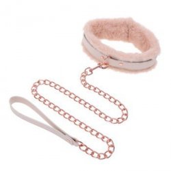 Sportsheets S&M Peaches ‘n CreaMe Fur Collar & Leash Cream
