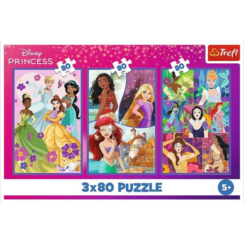 Trefl Puzzle 3x80 elementów Księżniczki i przyjaciółki Disney
