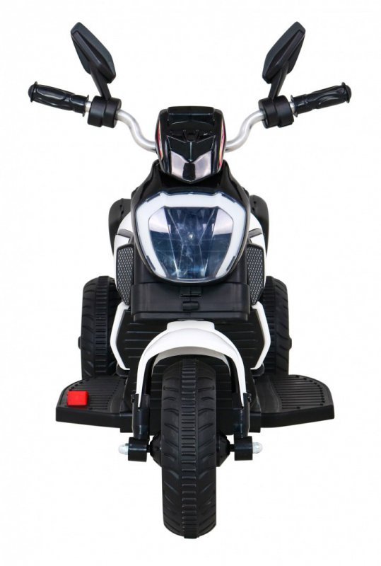 Motorek Fast Tourist na akumulator dla dzieci Biały + Audio + Światła + Ekoskóra