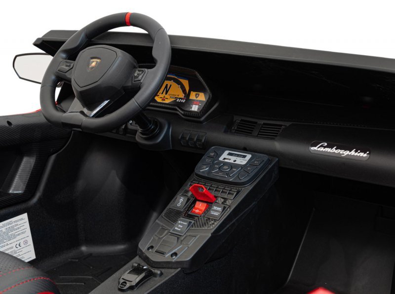 Auto Lamborghini Aventador SV na akumulator dla 2 dzieci Czerwony + Pilot 2,4 GHz + Pianka EVA + Audio LED