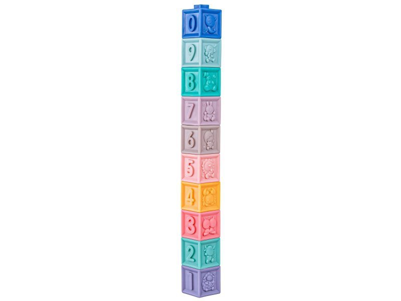 Klocki Sensoryczne dla malucha, Miękkie Klocki, Cyferki, Figury geometryczne, Kształty, Wieża 23 sztuki
