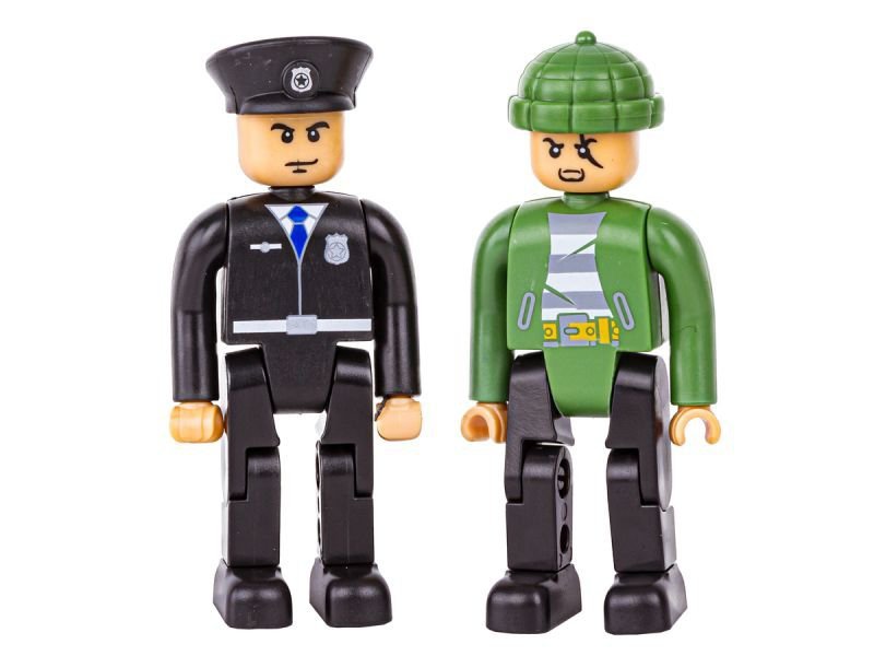 Klocki Konstrukcyjne 161 El. POLICJA, ZESTAW POLICYJNY, Motocykl, Ponton, Samochód Do Rozkręcania I Skręcania 8w1