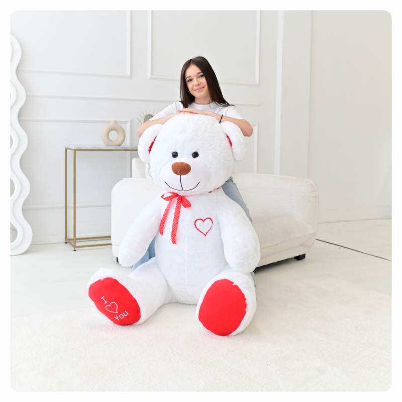 Miś Gigant 190 cm. BIAŁO - CZERWONY